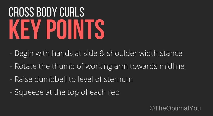 Key points when performing cross body curls exercise