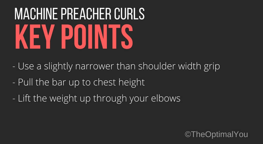 Key points when performing machine preacher curls exercise