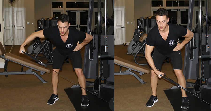 Bent Over Cable Lateral Raise Performed by Male Personal Trainer
