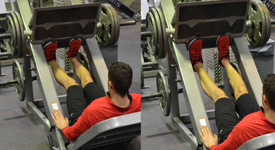 Calve Raises on Leg Press Performed by Male Personal Trainer