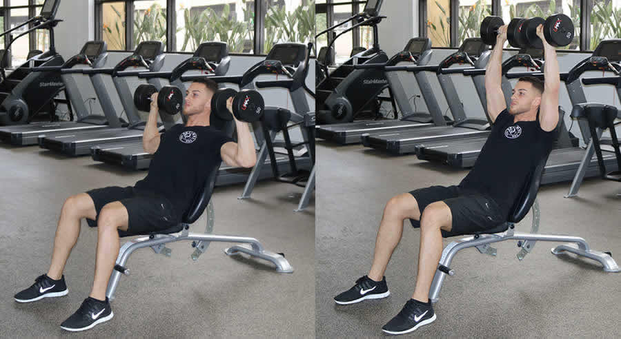 Incline Dumbbell Shoulder Press Performed by Male Personal Trainer