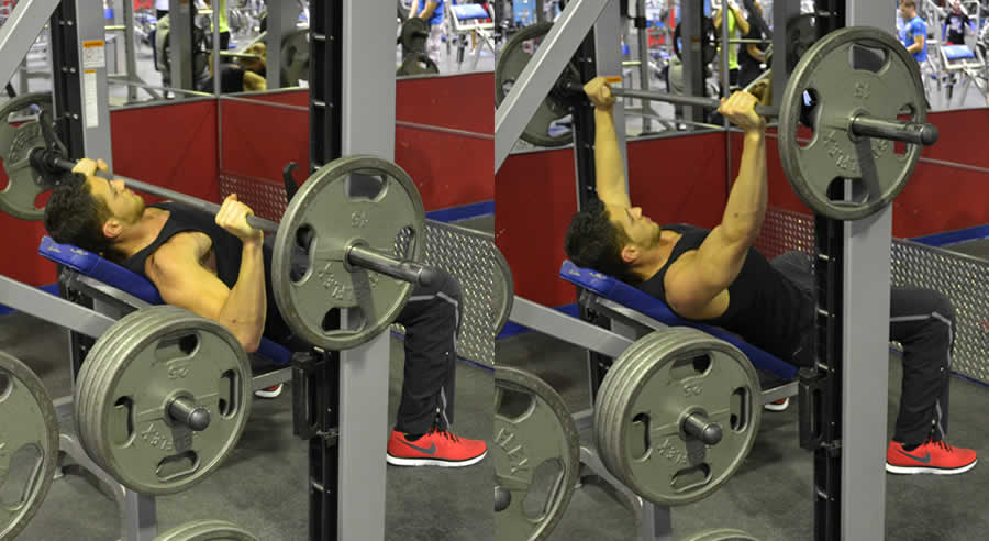 Incline Smith Machine Press Performed by Male Personal Trainer