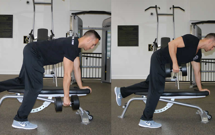 One Arm Dumbbell Row Performed by Male Personal Trainer