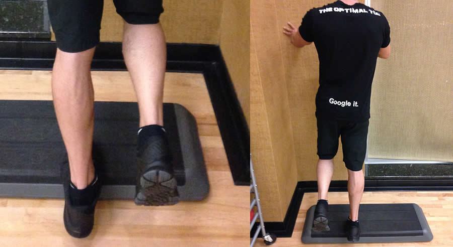 Standing One Leg Calve Raise Performed by Male Personal Trainer