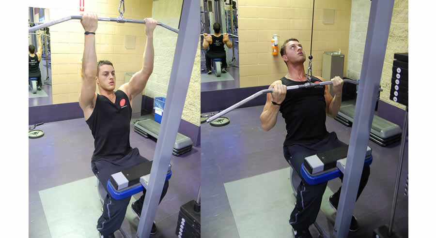 Underhand Pulldowns Performed by Male Personal Trainer