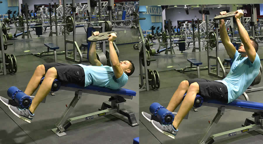 Weighted Curnches on Decline Bench Male Online Personal Training