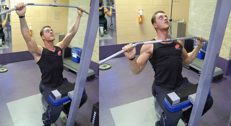 Wide Grip Pulldowns Performed by Male Personal Trainer