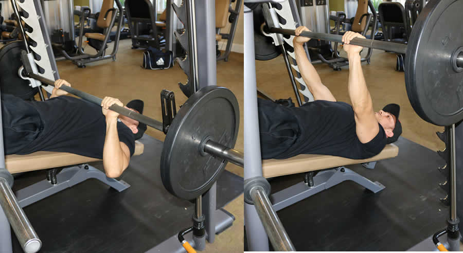 decline close grip smith machine press performed by male personal trianer
