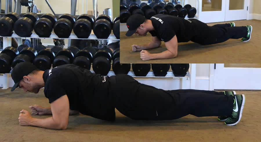 planks performed by male personal trainer