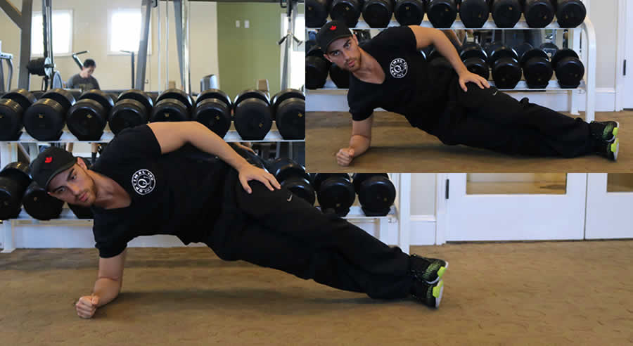 side hip thrusts performed by male personal trainer