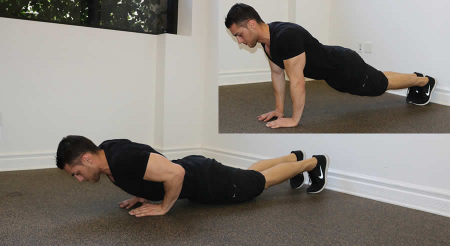 diamond push up performed by male personal trainer