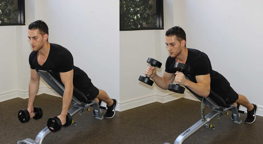 prone hammer curl performed by male personal trainer